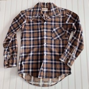 Vintage MONTGOMERY WARD 70s Plaid Button Down Kids Shirt